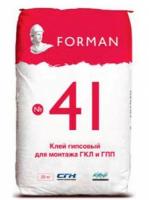 Клей гипсовый для монтажа ГКЛ Форман № 41 25 кг